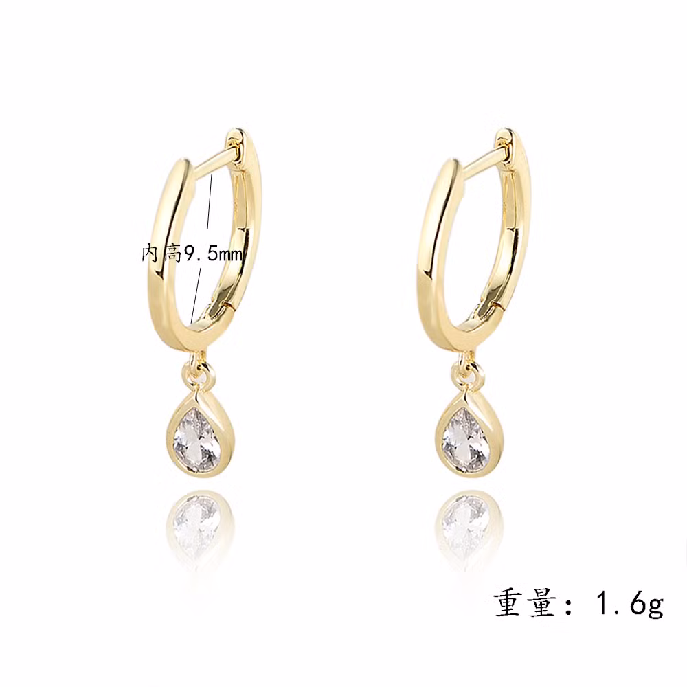 High Quality Jewelry Brass 14K Gold Plated Hoop Huggies Drop Earrings for Women Girls