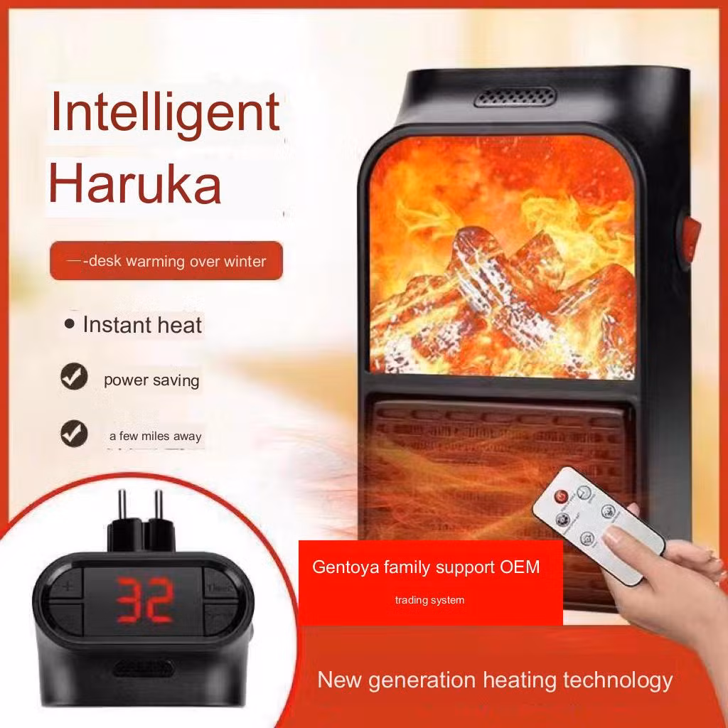 Heater Electric Fan Indoor Use Portable Desk 400W PTC Fast Heating Electric Heater Fan Fireplace with Simulation 3D Flame
