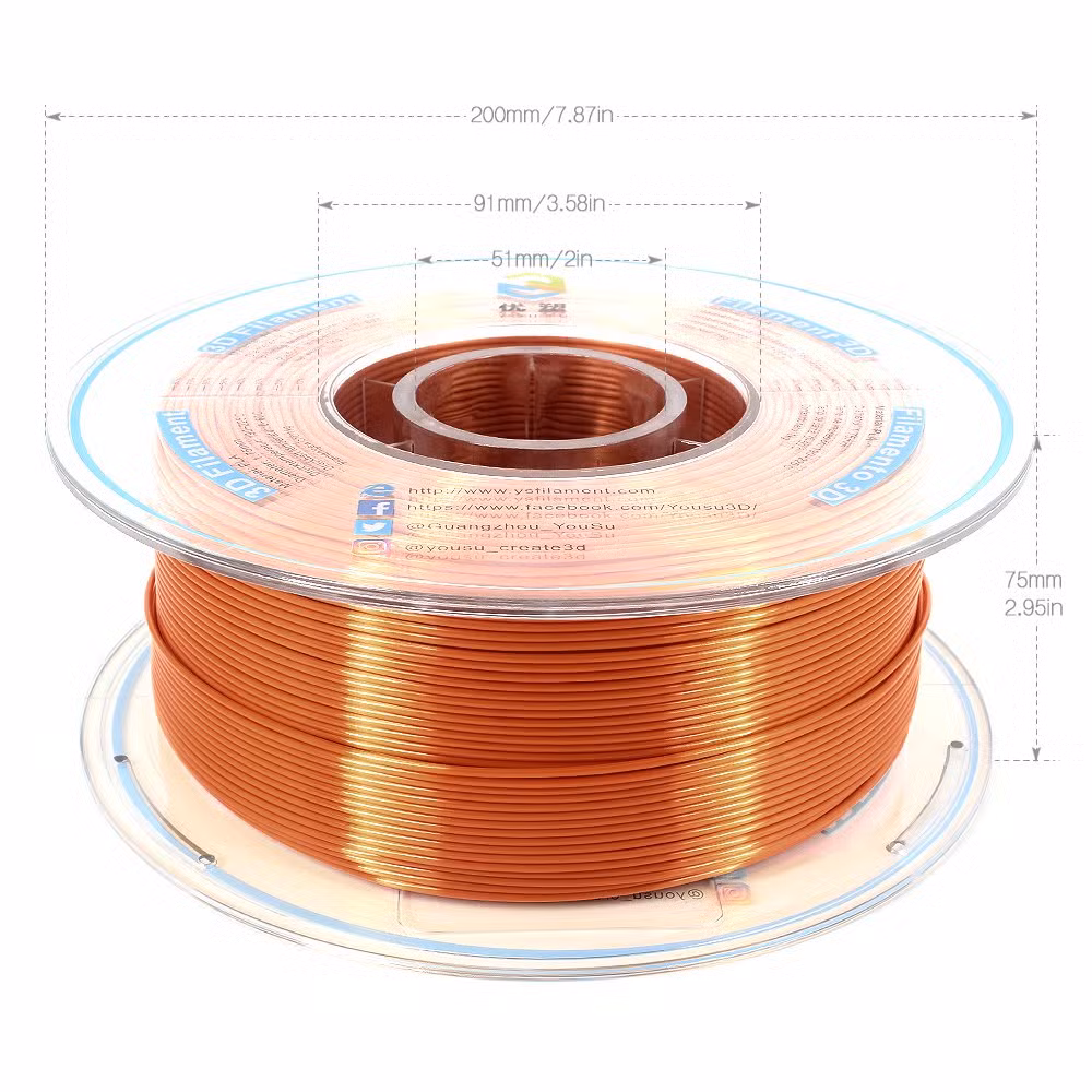 Top Quality 3D Printers Copper Silk PLA Filament 1.75mm 1kg Spool for 3D Idrawing Pen Printing Materials 3D Printing Easy-Use Filament