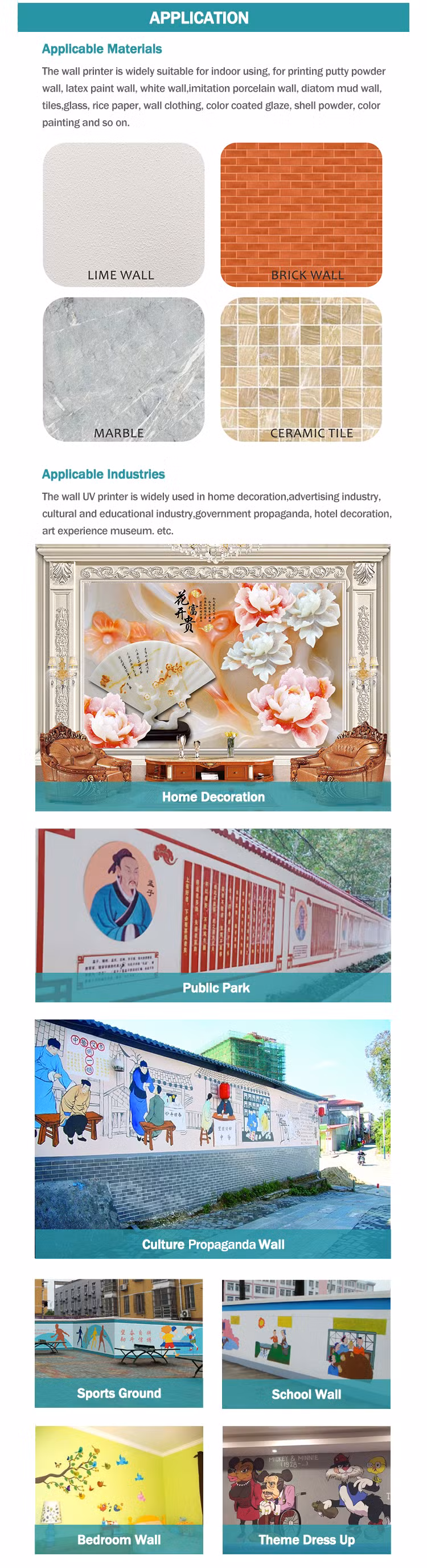 New Model Small Wall Art Printing Machine Direct to Wall Ceramic Glass Outdoor Painting Cmyk 3D 5D UV Vertical Wall Printer