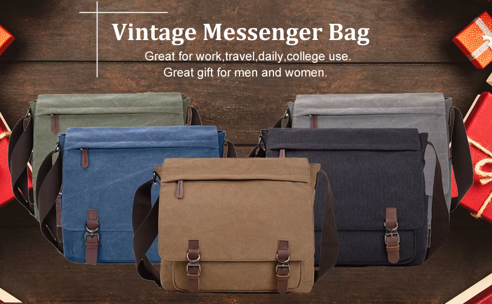 15.6 Inch Men Women Travel Satchel Shoulder Laptop Canvas Messenger Bag