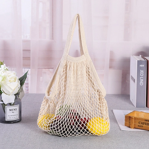 Cotton Mesh Shopping Bag, Promotional Gift Washable Vegetable Fruit Foldable Tote Bag