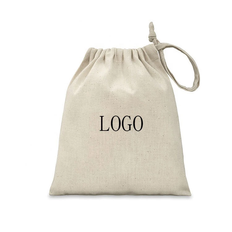 Custom Gift Muslin Calico Canvas Cotton Small Pouch Dust Draw String Drawstring Bag