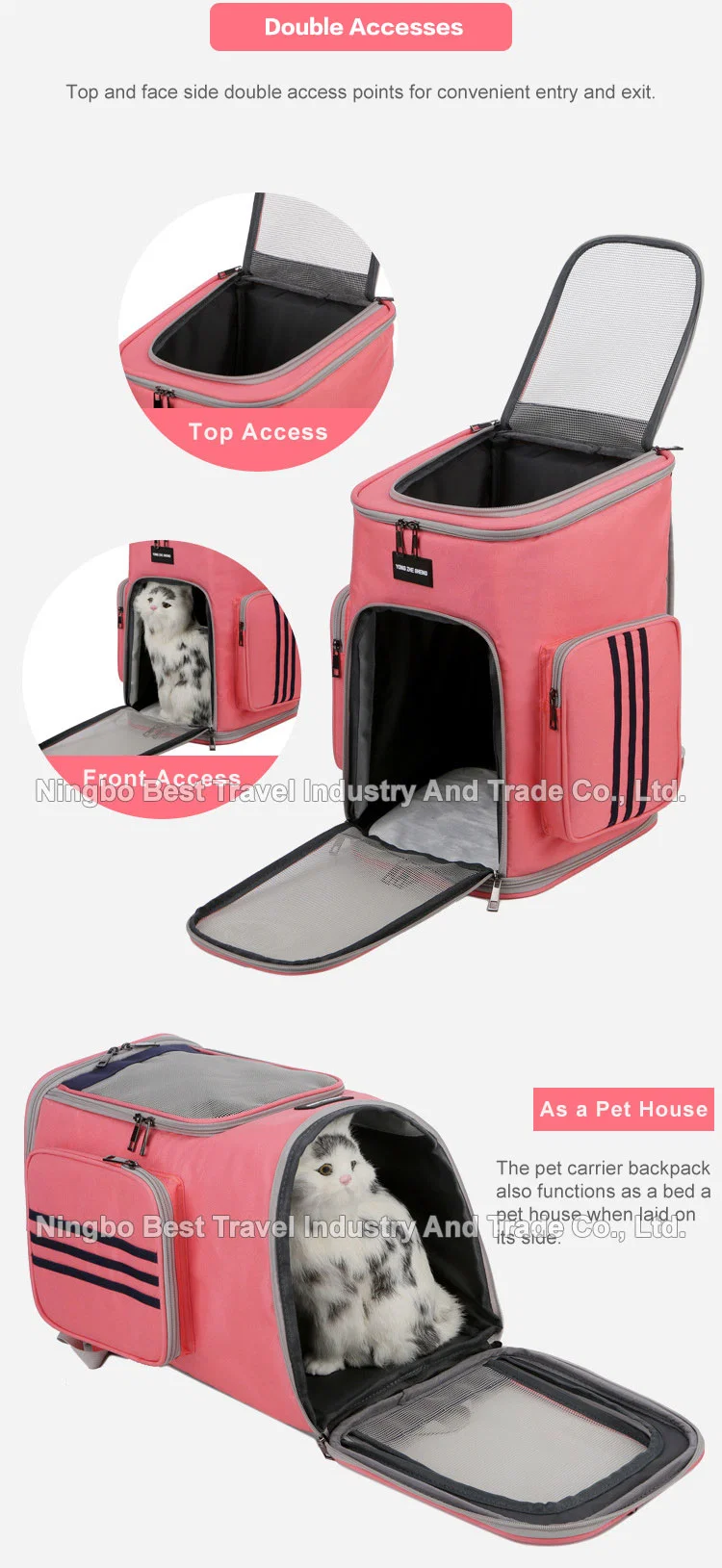 Travel Hiking Camping Small Cats Dog Backpack Carrier Ventilated Breathable Pet Bag