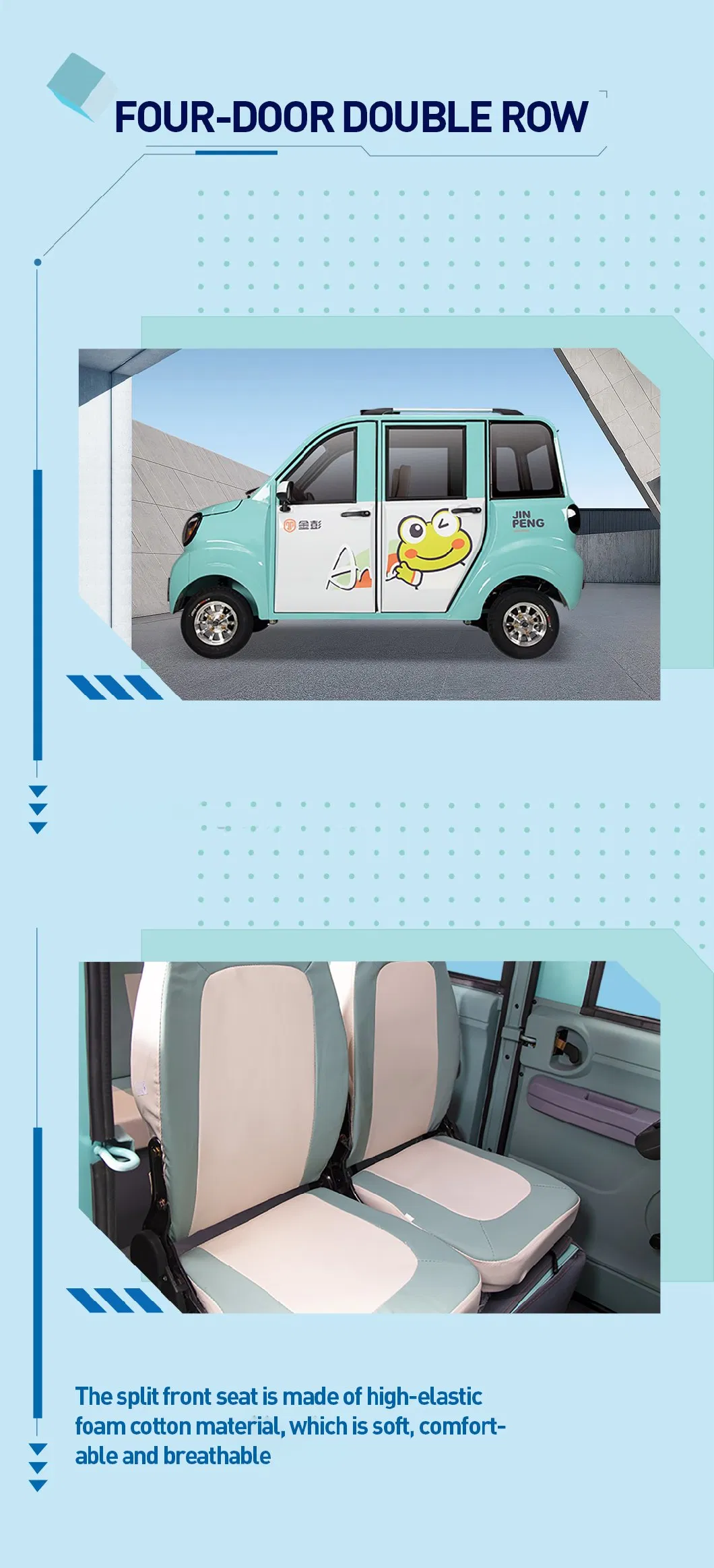 Jinpeng Cheap New Cars Price 4 Doors New Energy Vehicle Mini Electric Car for Passenger Use Daily Travel