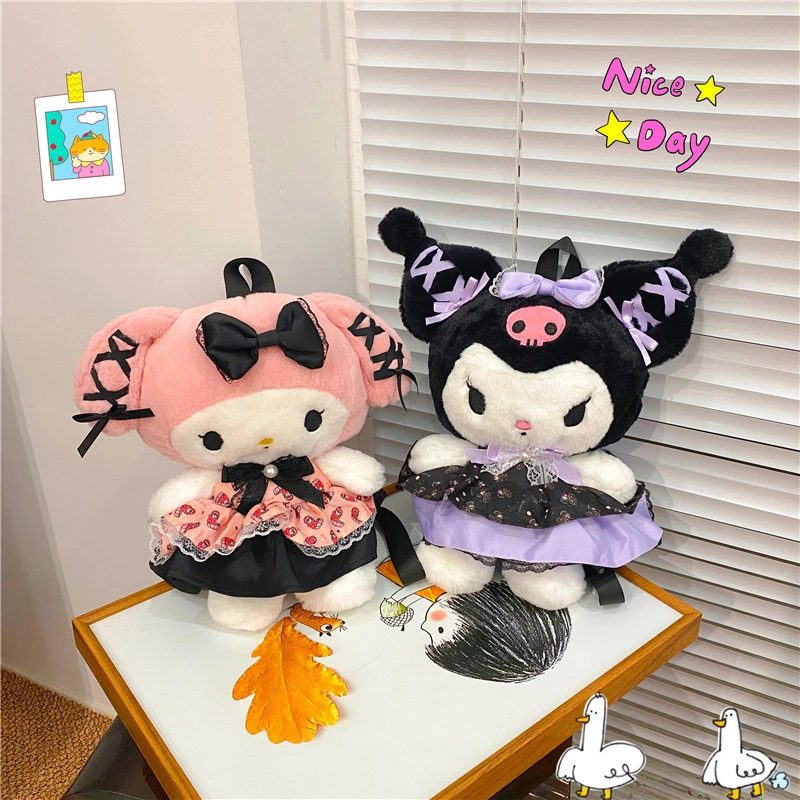 Factory Sanrio Cartoon Anime Doll Bag Cute Faux Fur Backpack Cute Kuromi My Melody Schoolbag Stuffed Toys Fashion Kids Gift Backpack