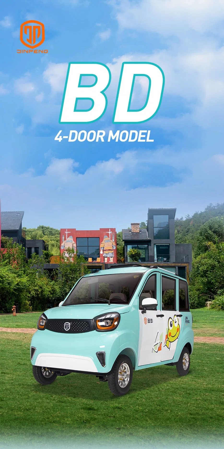 Jinpeng Cheap New Cars Price 4 Doors New Energy Vehicle Mini Electric Car for Passenger Use Daily Travel