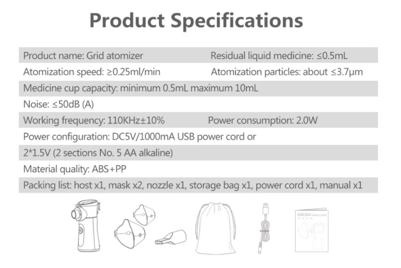 Portable Nebulizer Mesh Atomizer Machine for Home Daily Use