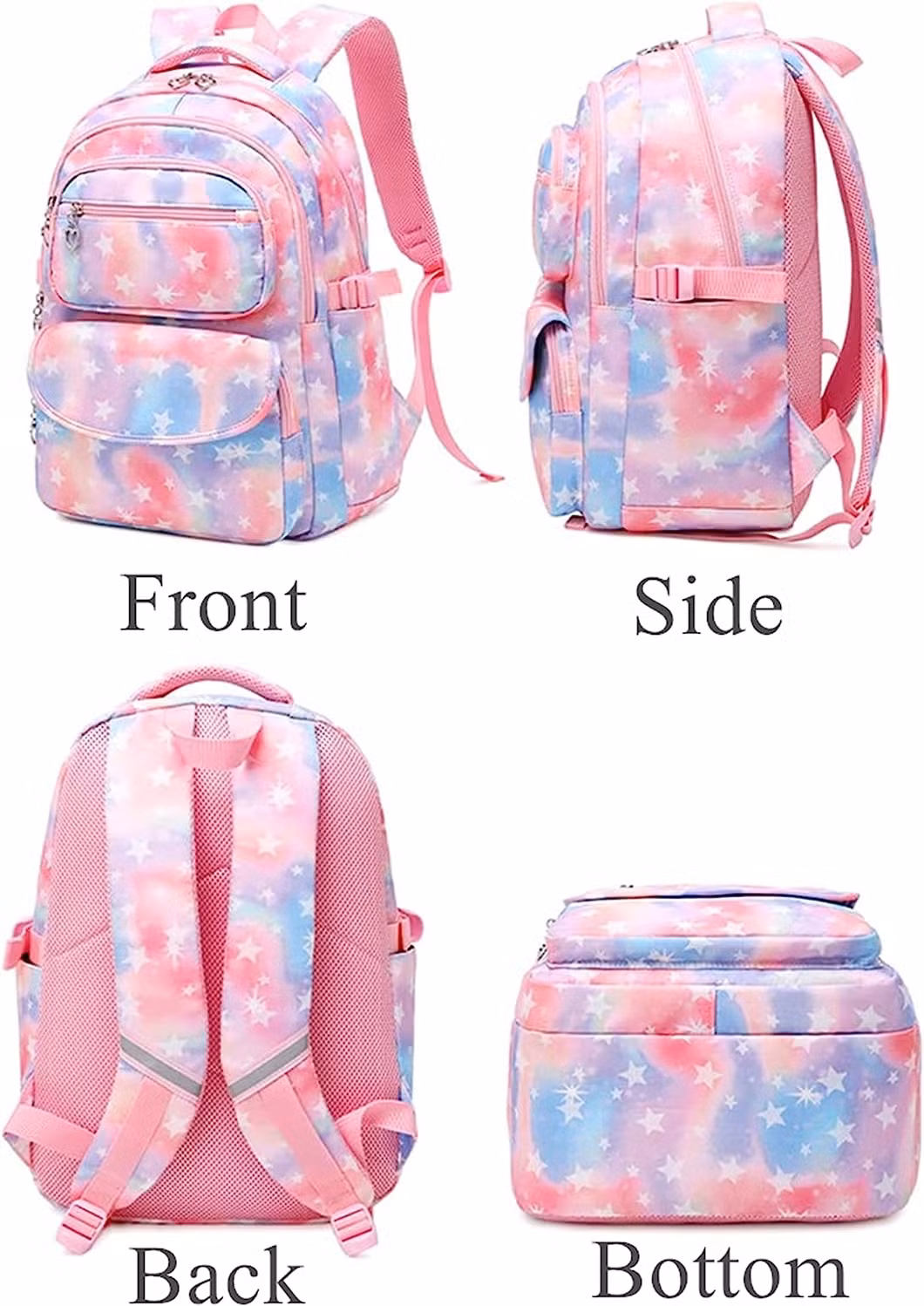 3PCS Colorful Star Prints Backpack Sets Kids Bookbag