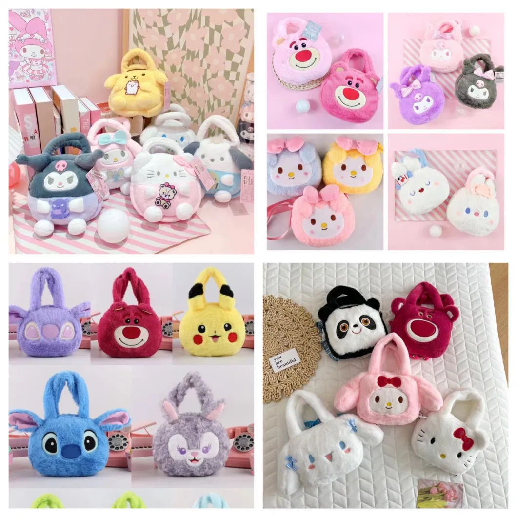 Kids Anime Plush Dolls Backpack Cinnamoroll Kuromi Hello Kitty Melody Anime Bag Soft Stuffed Girls Sanrio Plushie Backpack