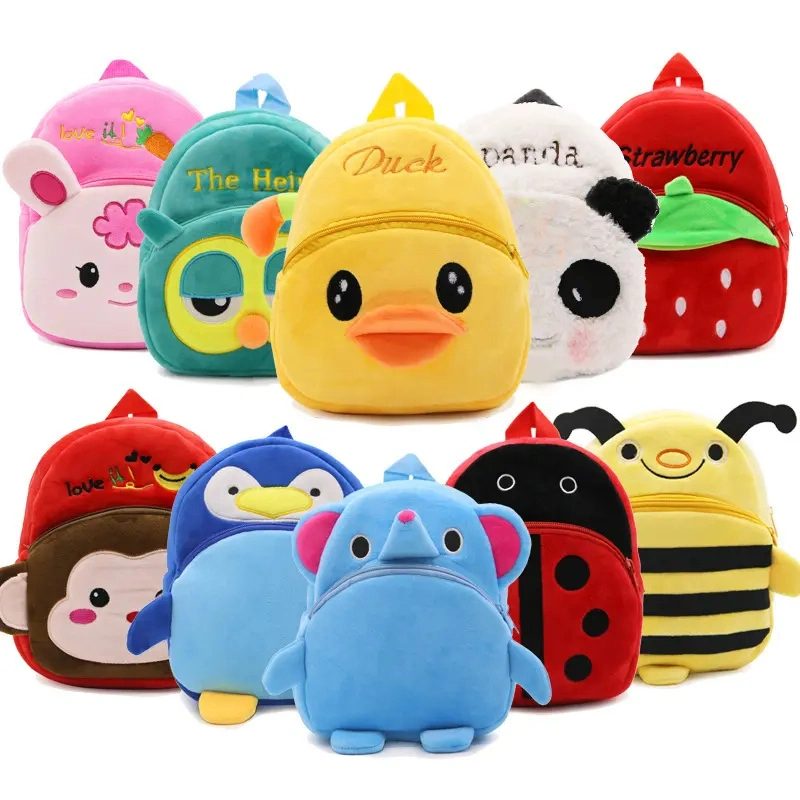 2024 Kindergarten Animal Lady Bird Monkey Bee Duck Kids Backpacks Wholesale Children Strawberry Kids School Bags