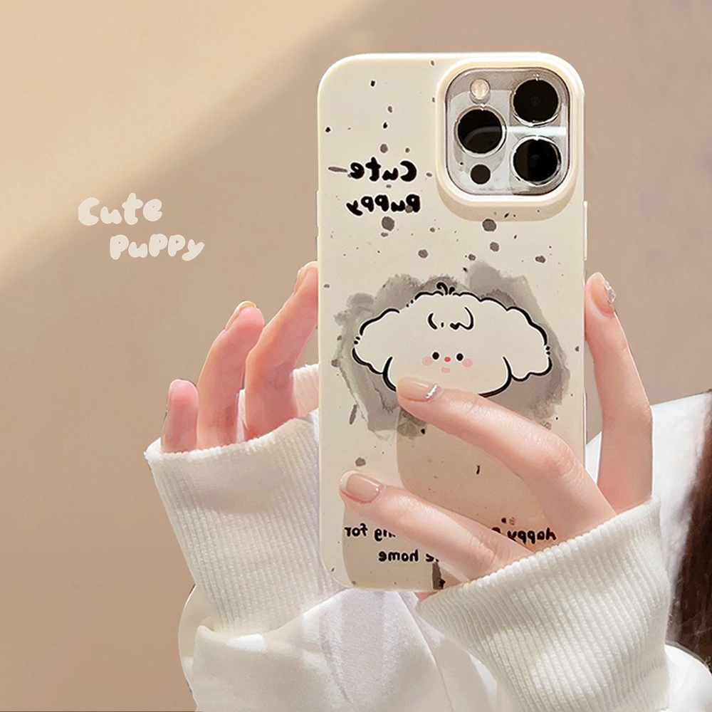 Splash Ink Doodle Cartoon Puppy iPhone15 Phone Case Apple 11 Creative 14promax Silicone 12 Applies 13