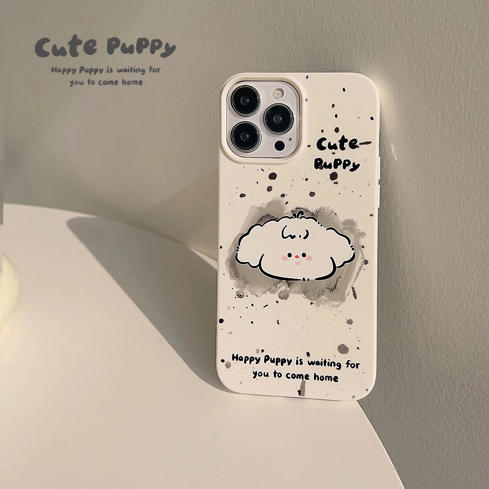 Splash Ink Doodle Cartoon Puppy iPhone15 Phone Case Apple 11 Creative 14promax Silicone 12 Applies 13