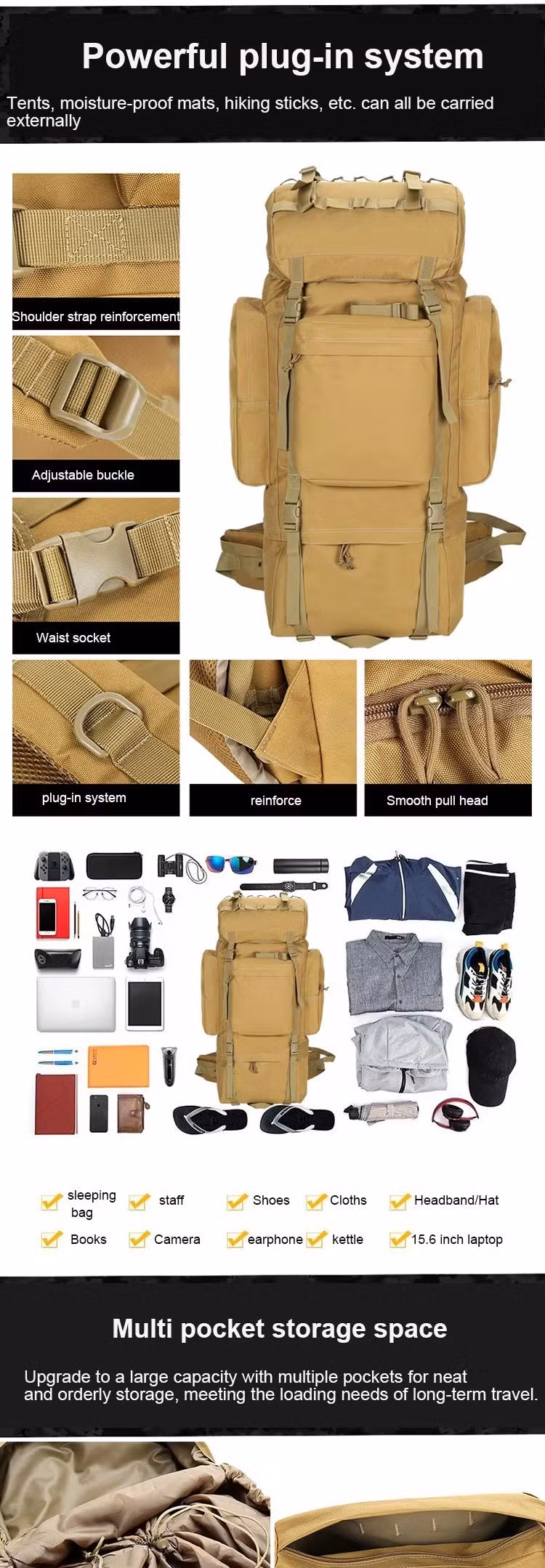 Large Capacity Mountaineering Bag for Rugged Outdoor Travel and Activities