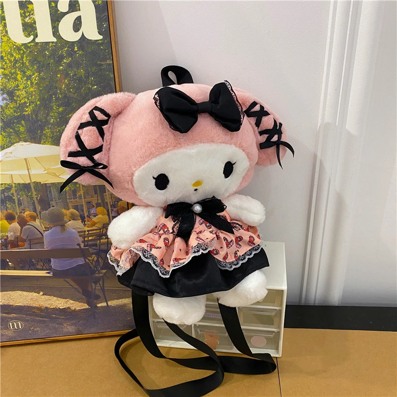 Factory Sanrio Cartoon Anime Doll Bag Cute Faux Fur Backpack Cute Kuromi My Melody Schoolbag Stuffed Toys Fashion Kids Gift Backpack