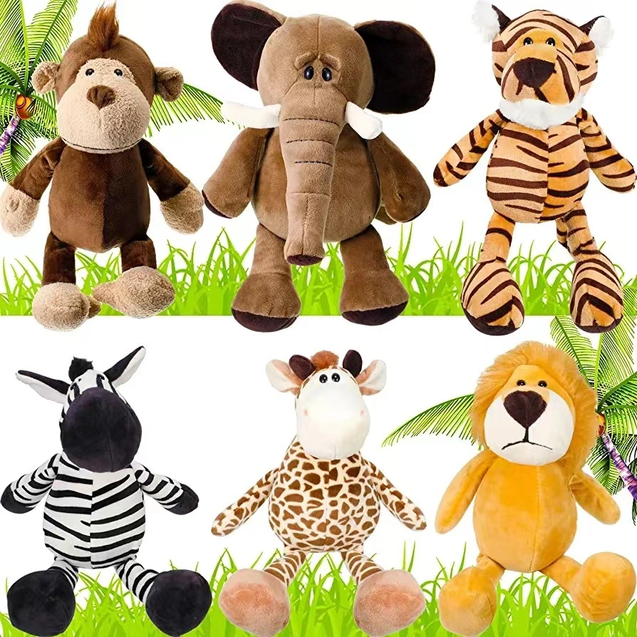 Wholesale Cuddly Forest Animal Plush Toys Stuffed Lion Elephant Giraffe Monkey Tiger Forest Plush Toy a Plush Toy