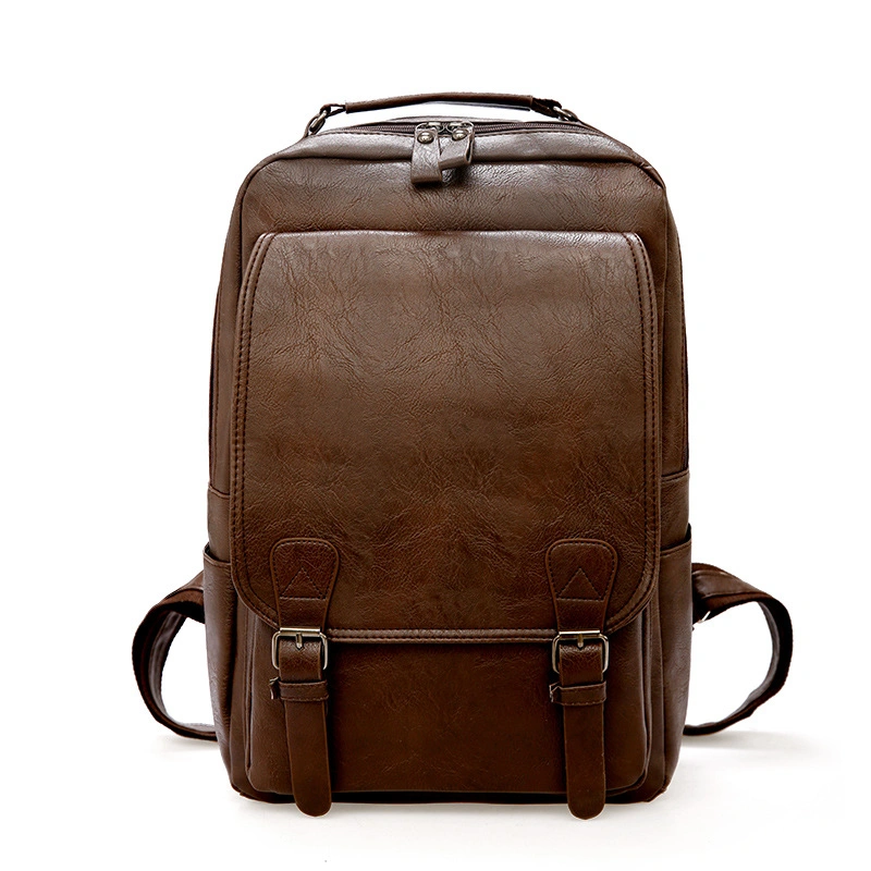 Manufacturers Wholesale Outdoor Sports Computer Bag Student Schoolbag Men PU Leather Clamshell Front Pockets fashion Bacpack Daliy Usage Business Backpack