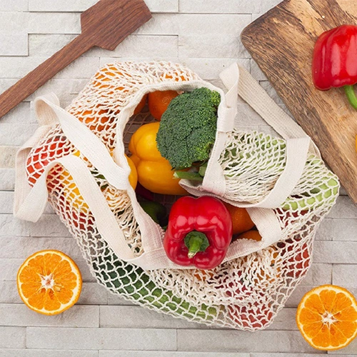 Cotton Mesh Shopping Bag, Promotional Gift Washable Vegetable Fruit Foldable Tote Bag