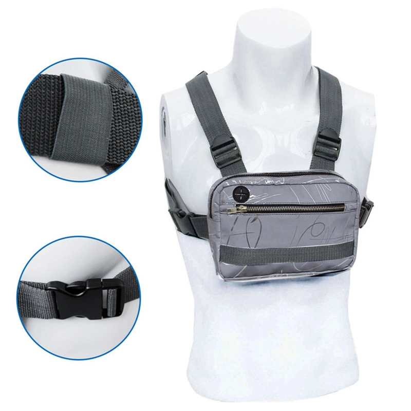 Reflective Chest Rig Bag with Multi Pockets for Running Cycling Climbing Wbb13165