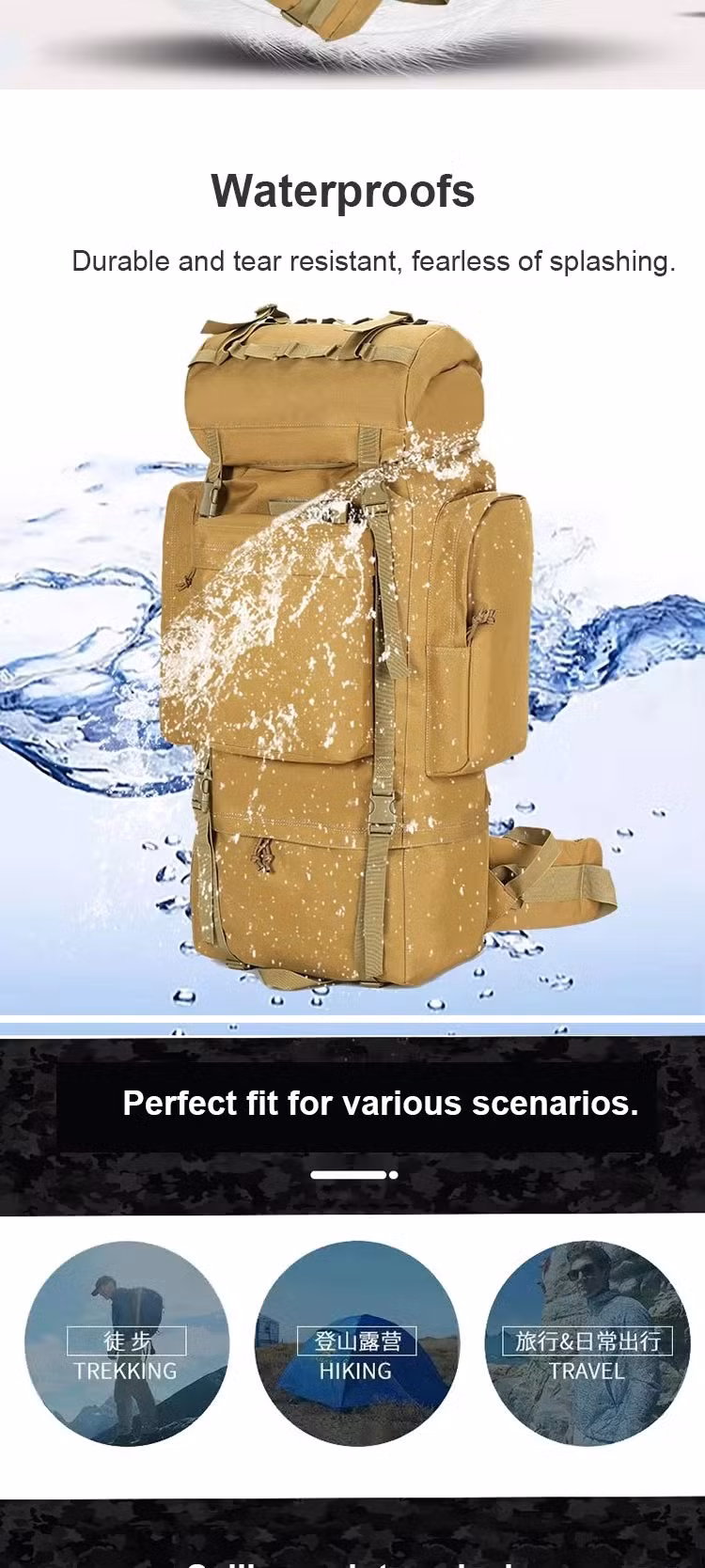 Large Capacity Mountaineering Bag for Rugged Outdoor Travel and Activities