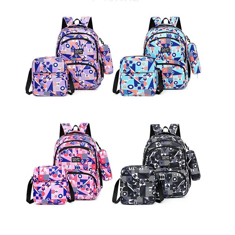 Teenage Girl Candy Color Printing Backpack Teenage Student Bookbag School Bag