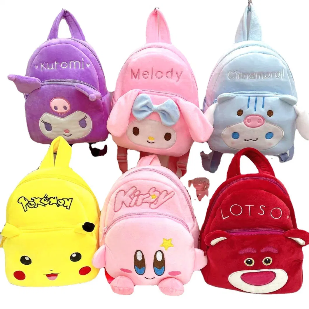 Kids Anime Plush Dolls Backpack Cinnamoroll Kuromi Hello Kitty Melody Anime Bag Soft Stuffed Girls Sanrio Plushie Backpack