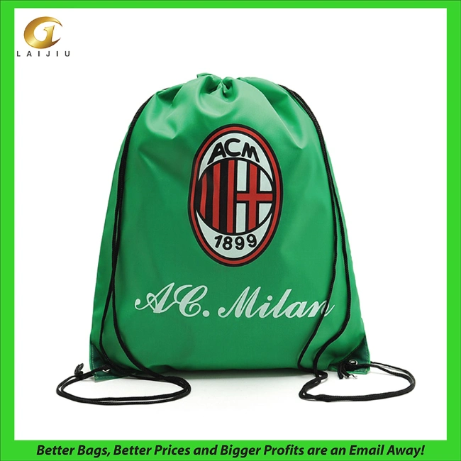 Custom Nylon Polyester Drawstring Promotional Sports Backpack Gym Bag Rucksack Cinch Bag Travel and School Storage Bag