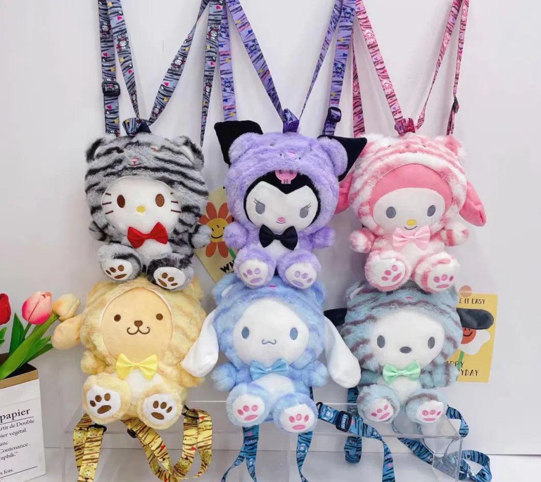 Factory Sanrio Bag My Kuromi Melody Cinnamoroll Stitch Kitty Pikachu Plush Cartoon Backpack Handbag Plush Toy Bag