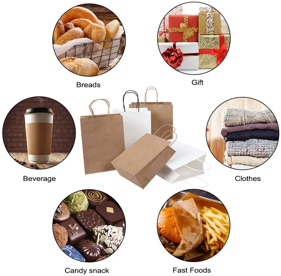 Supermarket Food High Quality Black Washable Craft Paper Shopping Bags