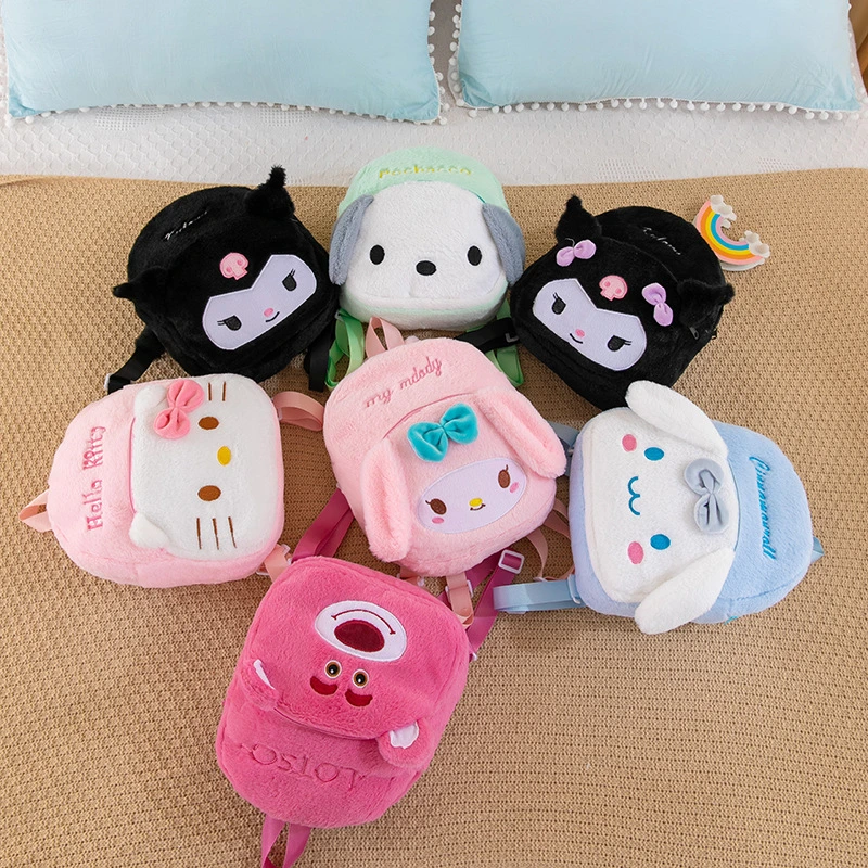 Sanrio Cartoon Anime Plush Backpack Kuromi Mymelody Doll Bag Pochacoo Pompompurin Cinnamoroll Doll Schoolbag Wholesale Plush Stuffed Toy