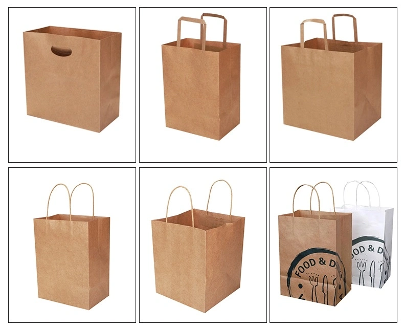 Supermarket Food High Quality Black Washable Craft Paper Shopping Bags