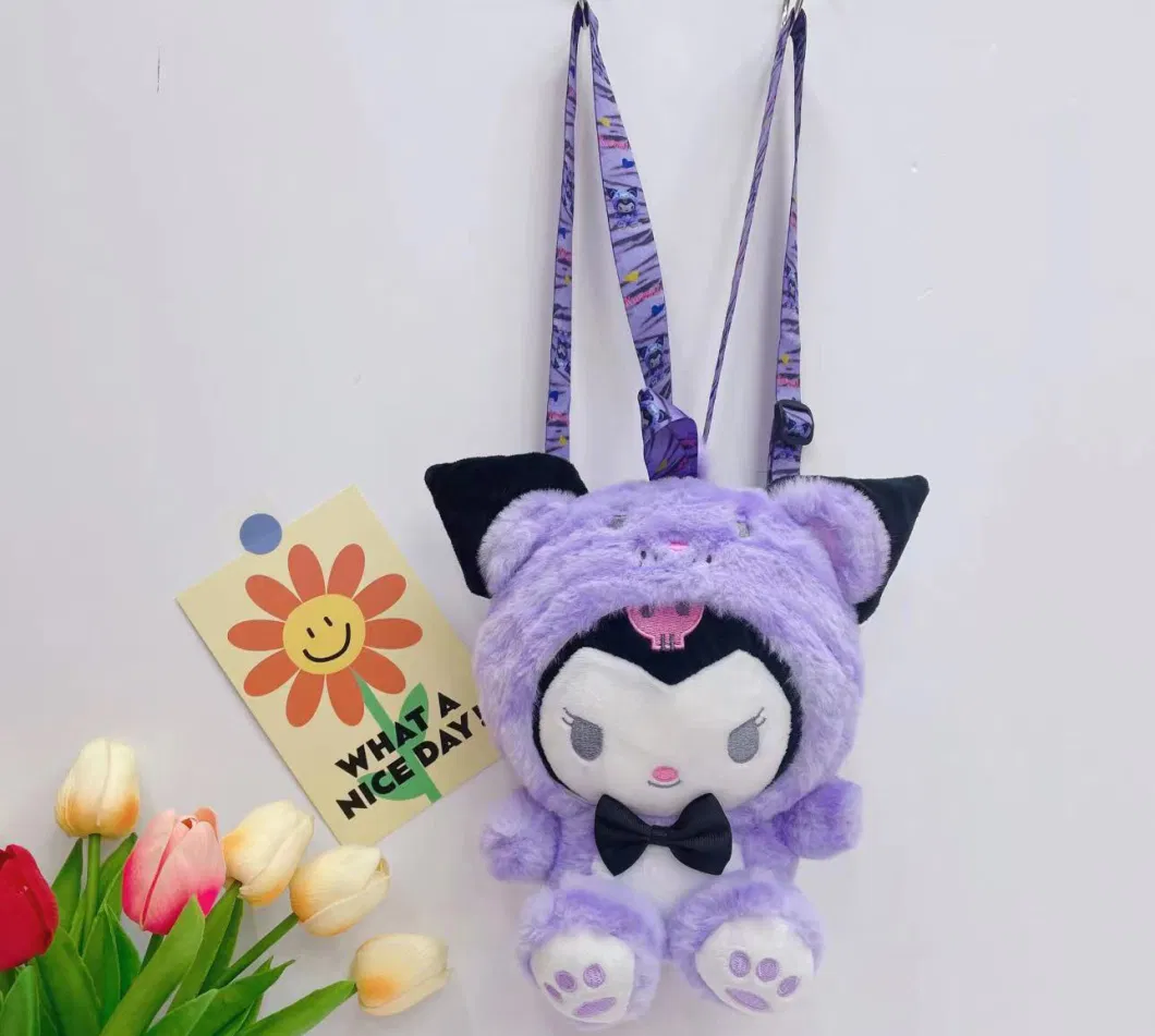 Factory Sanrio Bag My Kuromi Melody Cinnamoroll Stitch Kitty Pikachu Plush Cartoon Backpack Handbag Plush Toy Bag