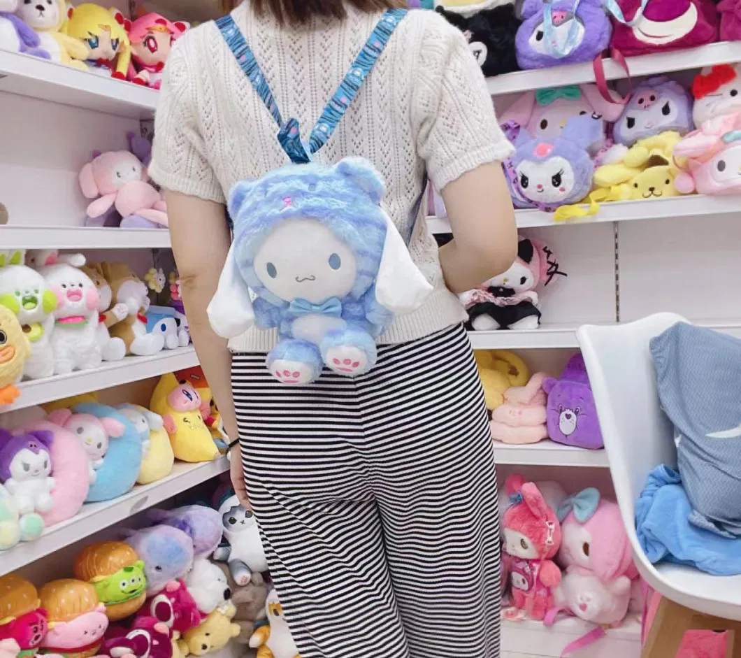 Factory Sanrio Bag My Kuromi Melody Cinnamoroll Stitch Kitty Pikachu Plush Cartoon Backpack Handbag Plush Toy Bag