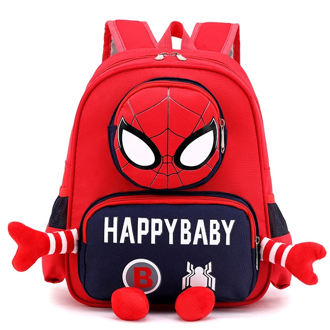 Cartoon Spiderman Design Polyester Kindergarten School Backpack for Children Kids Student