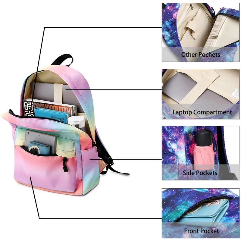 Lightweight Custom Logo Galaxy Backpack for Teen Girls Boys School College Laptop Bag Backpack