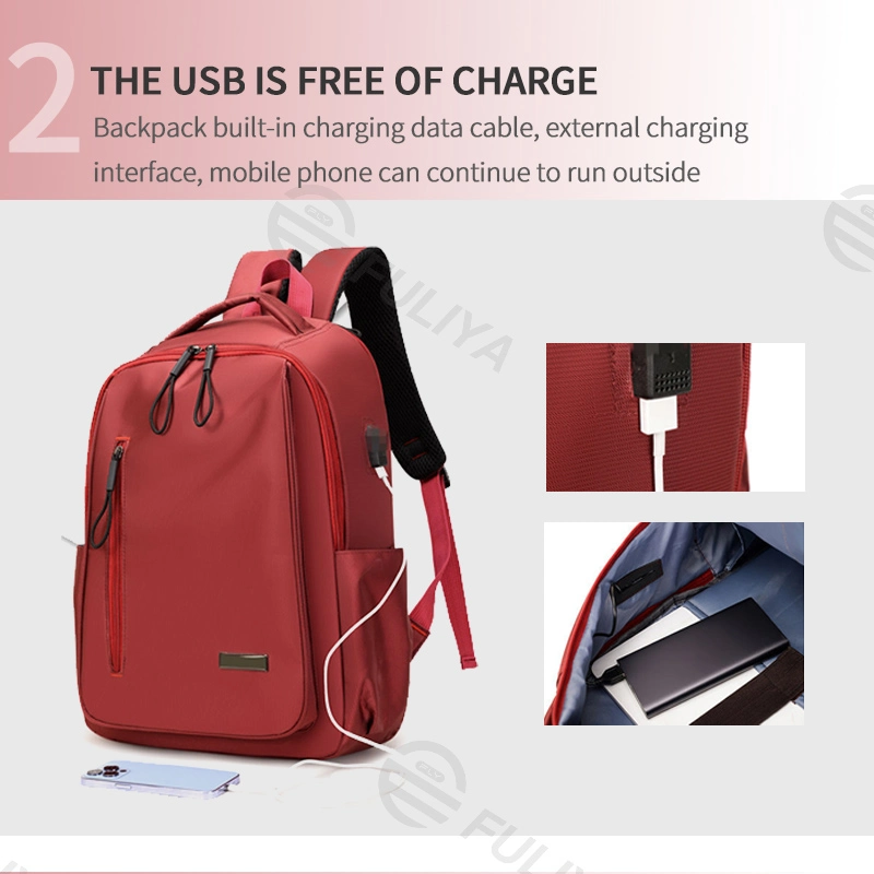 Fuliya Outdoor Travel Student Laptop Backpacks USB Charging Large Capacity Teenage School Backpack