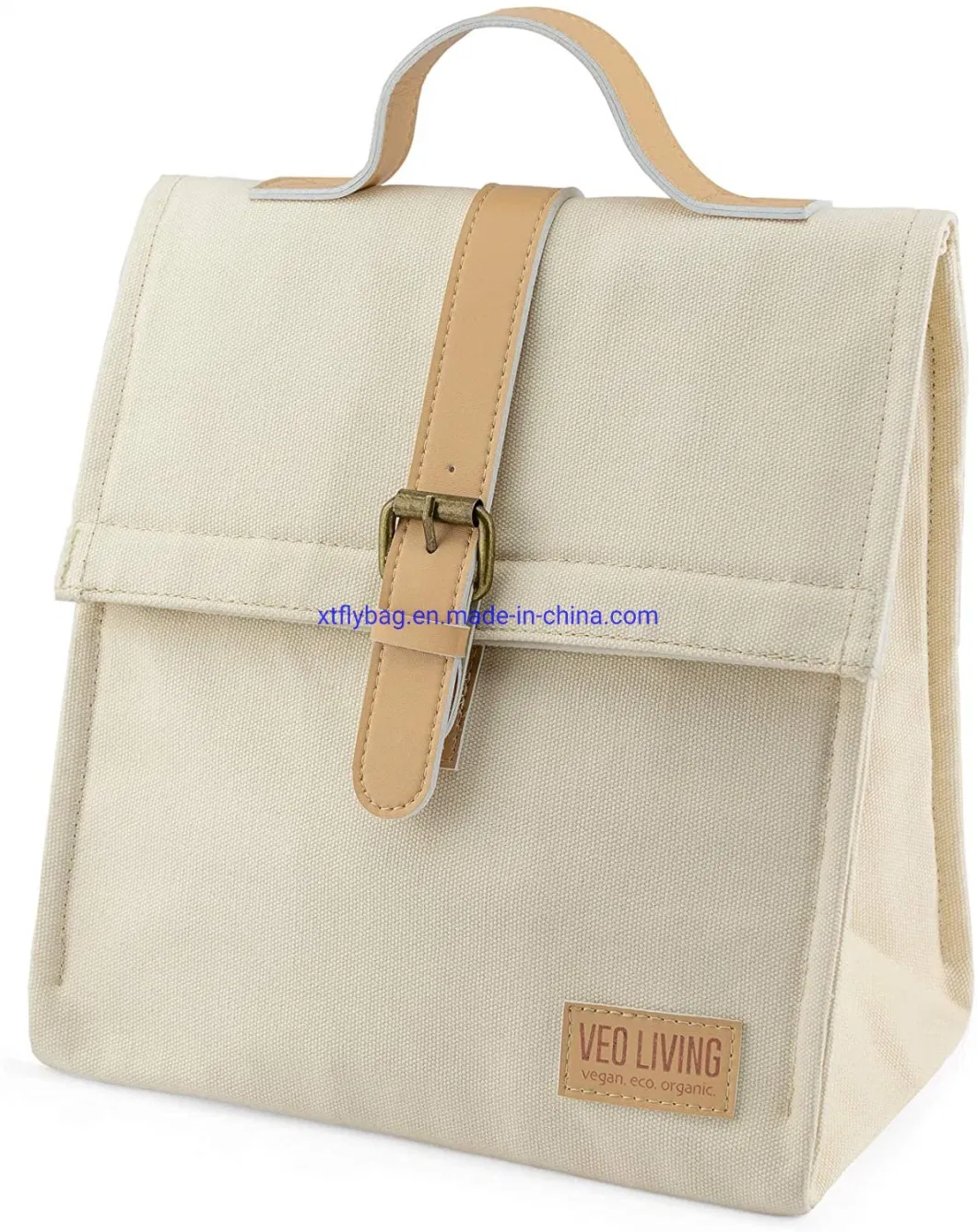 Insulated Canvas Lunch Bag Vegan Animal Free Product Reusable Keeps Food and Drinks Cool Is Ethical Work and School Day Travel Cooler