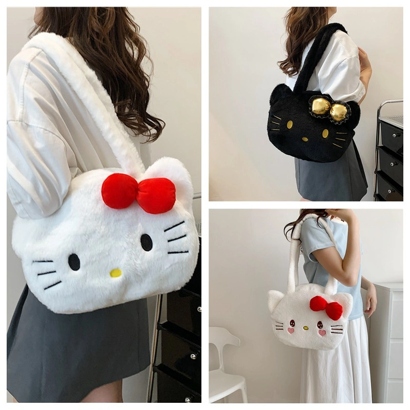 Kids Anime Plush Dolls Backpack Cinnamoroll Kuromi Hello Kitty Melody Anime Bag Soft Stuffed Girls Sanrio Plushie Backpack