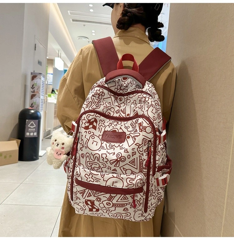 Muti-Pocket Women Backpack Book Storage School Bag Female Backpacks for Teenage Girls Fashion College Student Back Pack Mochila Feminina