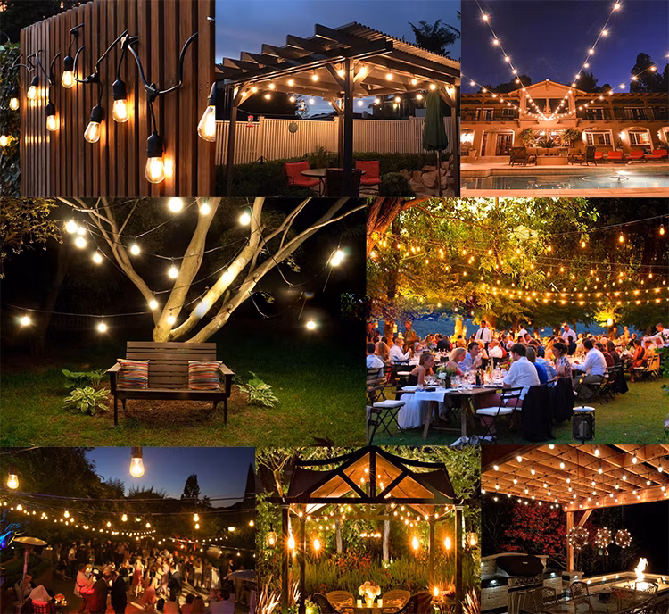 Solar Colorful Bulb String Lights Christmas Yard Decoration LED Crystal Bulb String Light Glass Ornament Cluster Light Bulb Christmas