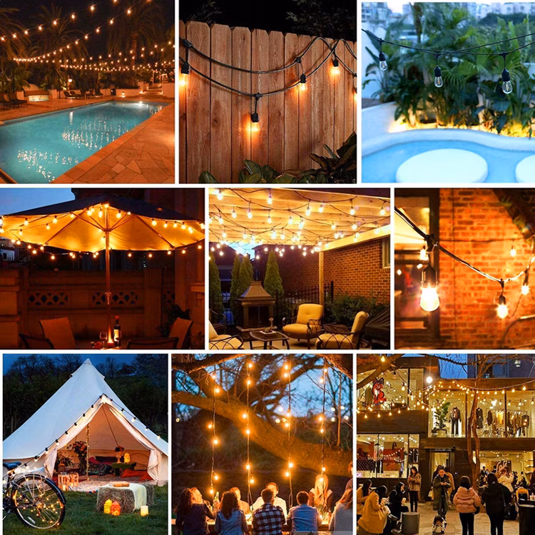 Solar Colorful Bulb String Lights Christmas Yard Decoration LED Crystal Bulb String Light Glass Ornament Cluster Light Bulb Christmas