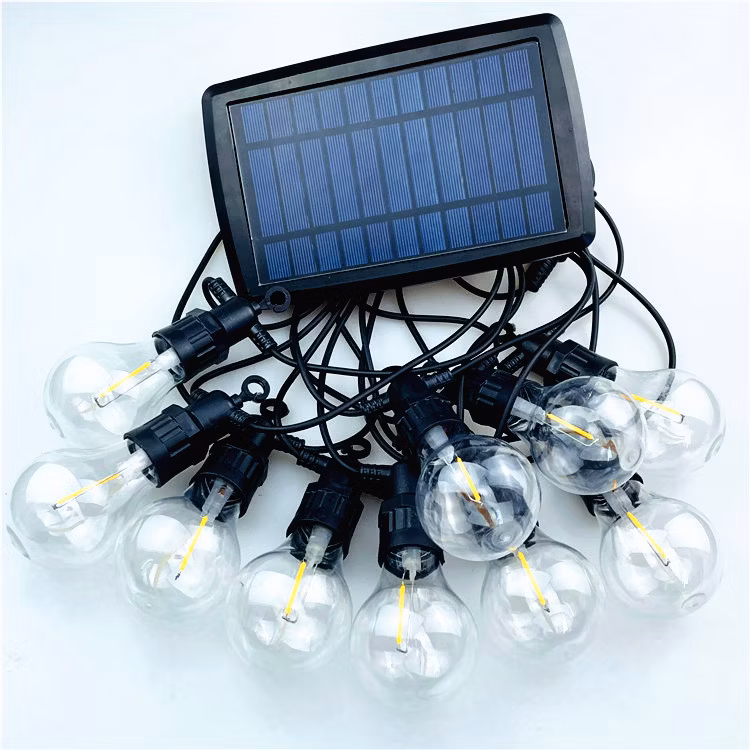 Solar Colorful Bulb String Lights Christmas Yard Decoration LED Crystal Bulb String Light Glass Ornament Cluster Light Bulb Christmas