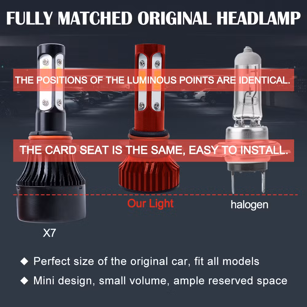 V4 8000lm 12V-24V 6000K H1 H3 H7 H8 H11 H13 9005 9006 LED Lamps Fog Lights Bulbs Red Colour