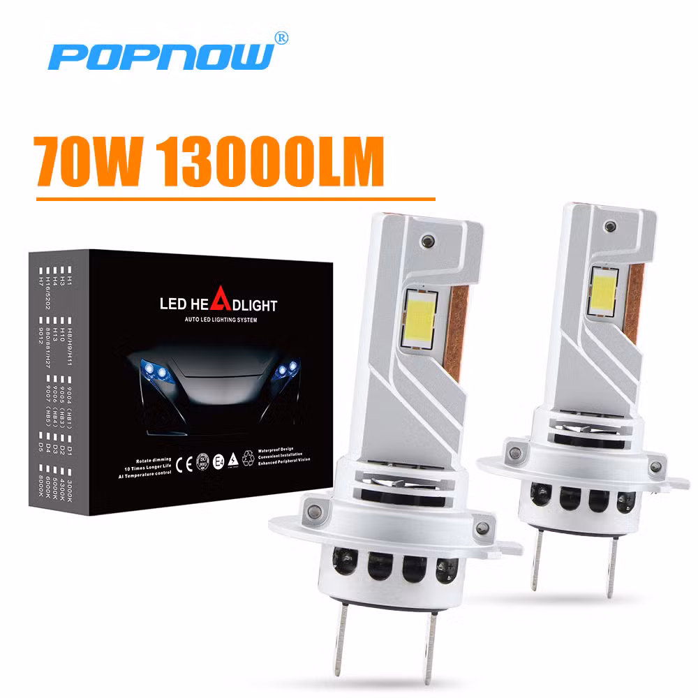 Low Beam 13000lm 70W Super Bright Replace Halogen Lamp Car LED Lights H7 Small Size LED Headlights Bulbs