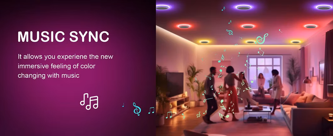 4in Rgbcw Colorful LED Recessed Panel Smart Ceiling Lights with Night Light