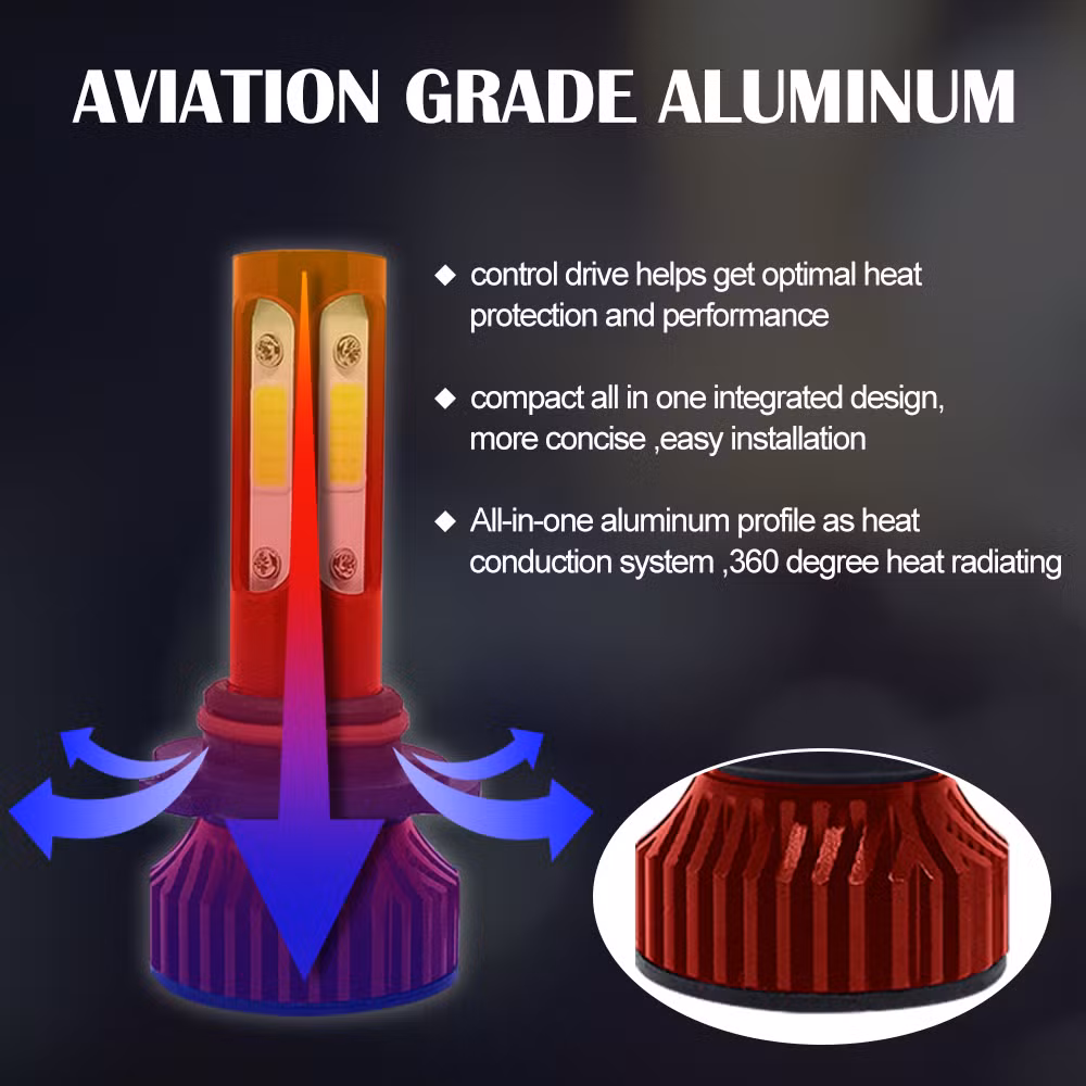 V4 8000lm 12V-24V 6000K H1 H3 H7 H8 H11 H13 9005 9006 LED Lamps Fog Lights Bulbs Red Colour