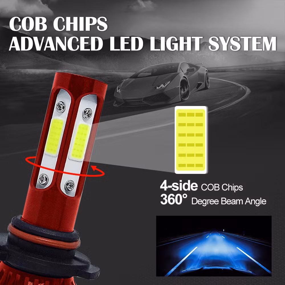 V4 8000lm 12V-24V 6000K H1 H3 H7 H8 H11 H13 9005 9006 LED Lamps Fog Lights Bulbs Red Colour
