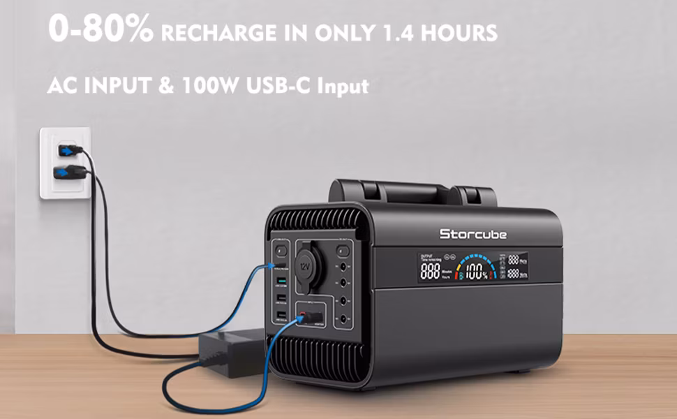 Portable Power Station 300W 294.4wh LiFePO4 Battery