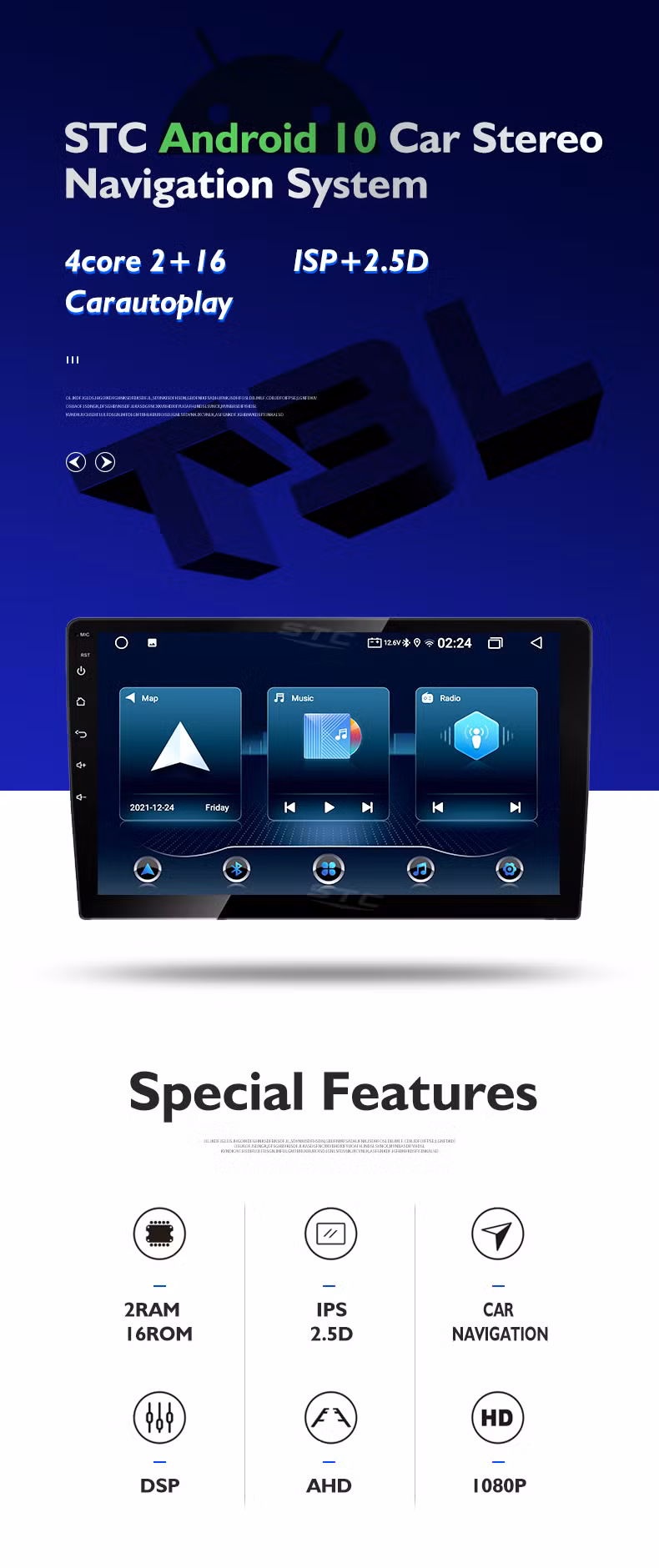 Stc Hot Seller T3l 9/10 Inch 2+32GB Car Android Headunit Multi Themes Android 10 Carplay Car DVD GPS Navigation Player