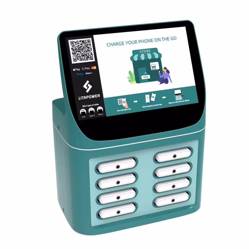 2025 New 8 Slots Shared Power Bank 5000mAh Sharing Power Bank Rental Sharing Station Portable Charger for Store Hotels Hospitals